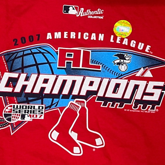 Boston Red Sox 2007 American League Champion Sports Red Mens Tshirt - Picture 2 of 5